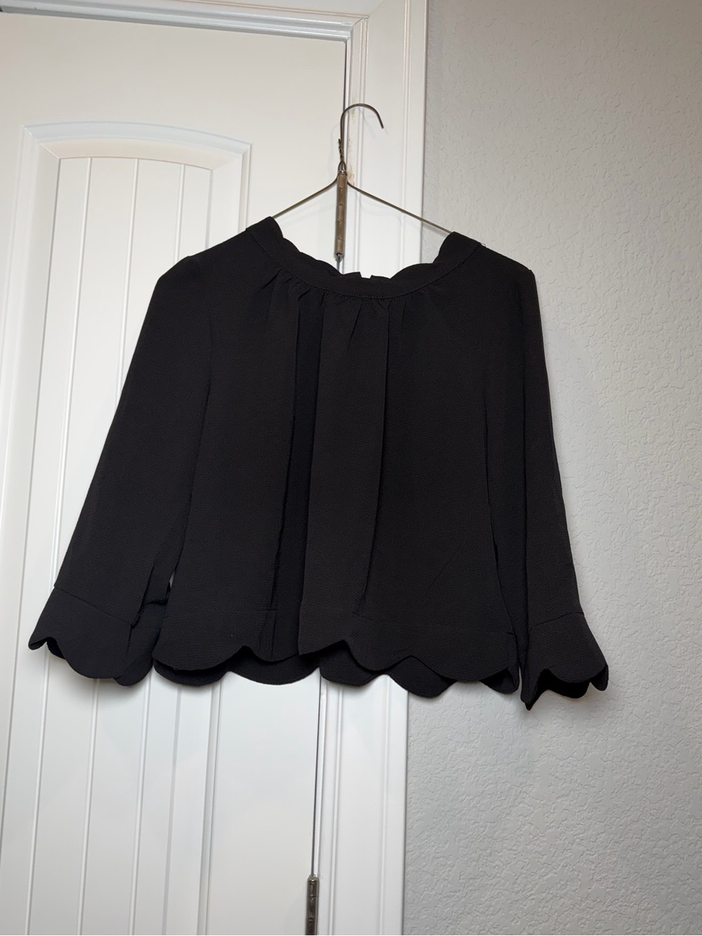 Monteau Black Scalloped Hem Blouse